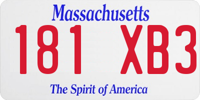 MA license plate 181XB3