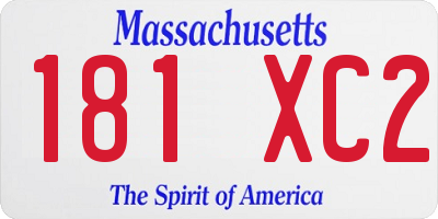 MA license plate 181XC2