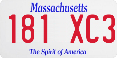 MA license plate 181XC3