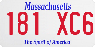 MA license plate 181XC6