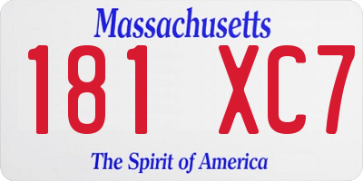 MA license plate 181XC7