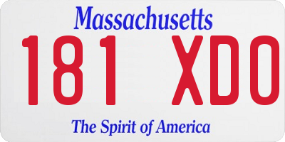 MA license plate 181XD0