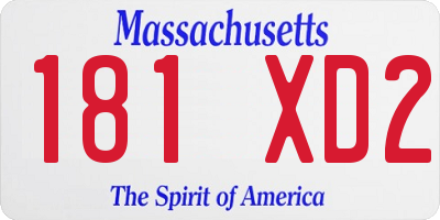 MA license plate 181XD2