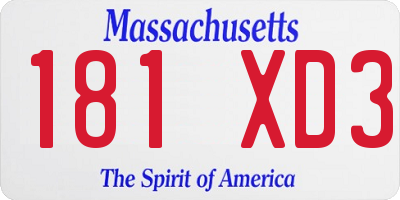 MA license plate 181XD3