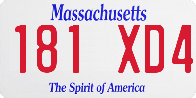MA license plate 181XD4