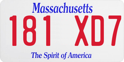 MA license plate 181XD7