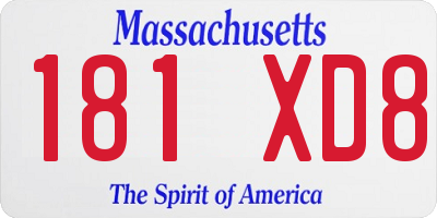 MA license plate 181XD8