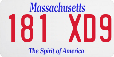 MA license plate 181XD9