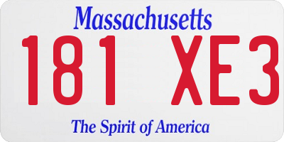 MA license plate 181XE3
