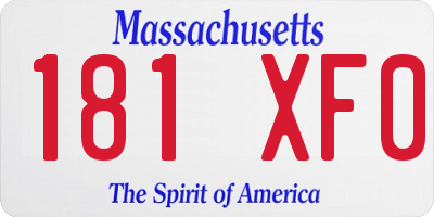 MA license plate 181XF0