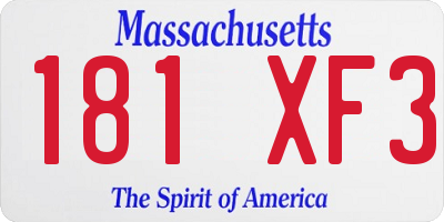MA license plate 181XF3