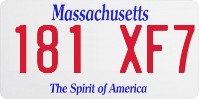 MA license plate 181XF7
