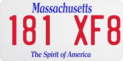 MA license plate 181XF8