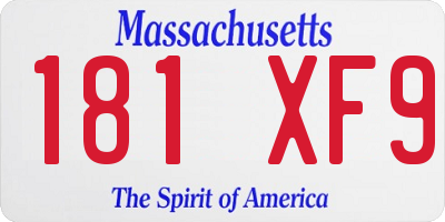 MA license plate 181XF9