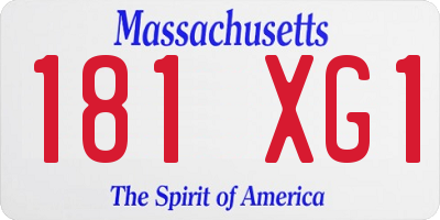 MA license plate 181XG1