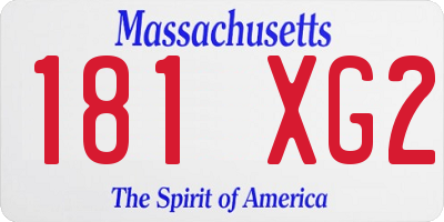 MA license plate 181XG2