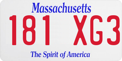 MA license plate 181XG3