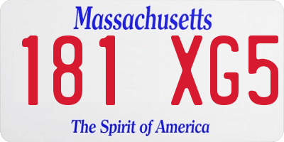 MA license plate 181XG5