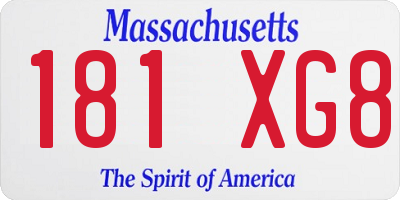MA license plate 181XG8