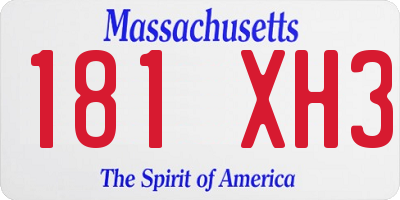 MA license plate 181XH3