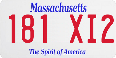 MA license plate 181XI2