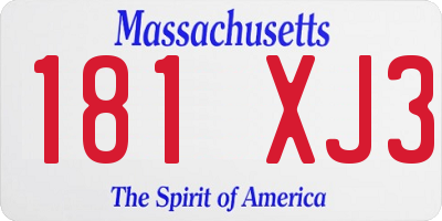 MA license plate 181XJ3