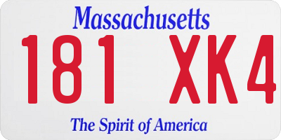 MA license plate 181XK4