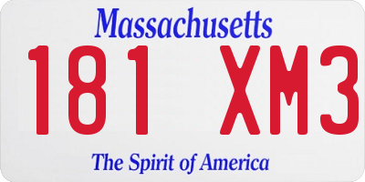 MA license plate 181XM3