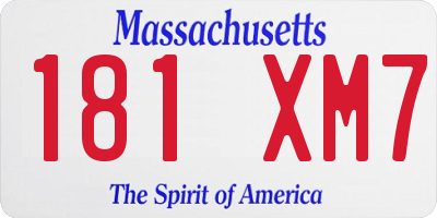 MA license plate 181XM7