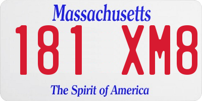 MA license plate 181XM8