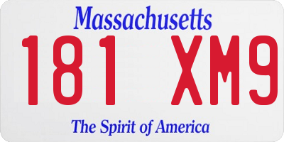 MA license plate 181XM9