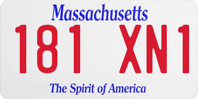 MA license plate 181XN1