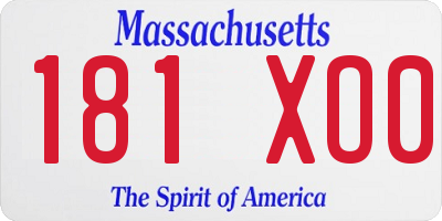 MA license plate 181XO0