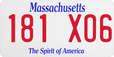 MA license plate 181XO6