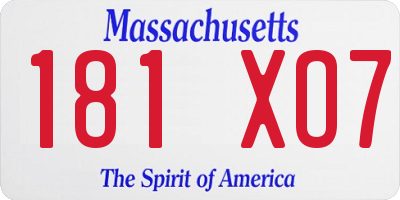 MA license plate 181XO7