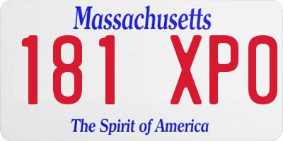 MA license plate 181XP0