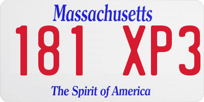 MA license plate 181XP3