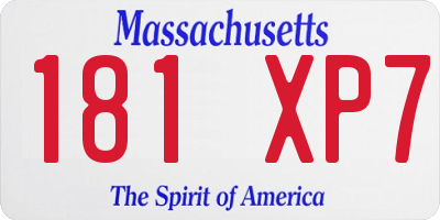 MA license plate 181XP7