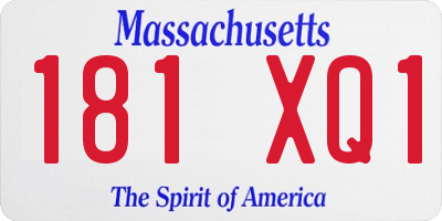 MA license plate 181XQ1