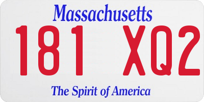 MA license plate 181XQ2