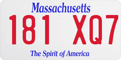 MA license plate 181XQ7