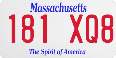 MA license plate 181XQ8
