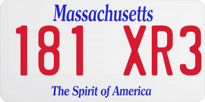 MA license plate 181XR3