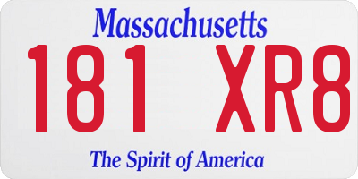 MA license plate 181XR8