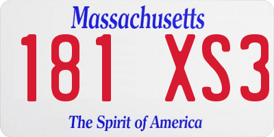 MA license plate 181XS3