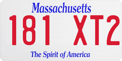 MA license plate 181XT2