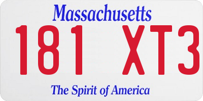 MA license plate 181XT3