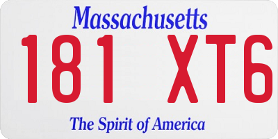 MA license plate 181XT6