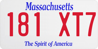 MA license plate 181XT7