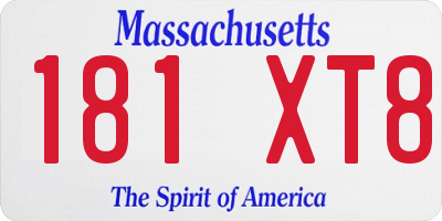 MA license plate 181XT8